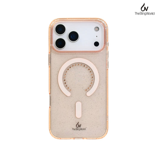 Bling World Transparent Swarovski Glitter Case for iPhone 17 Pro Max (Rose Gold)