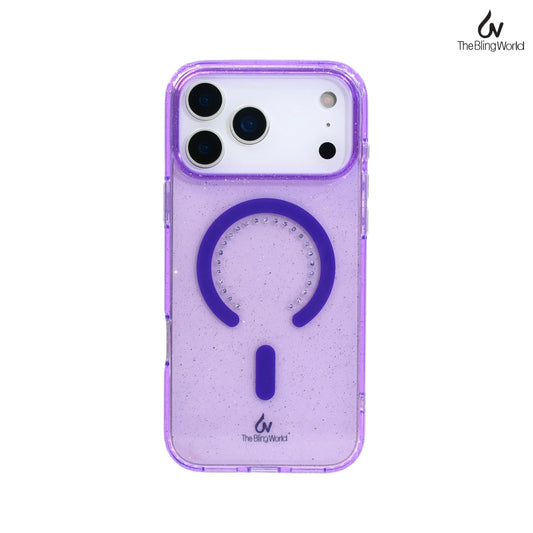 Bling World Transparent Swarovski Glitter Case for iPhone 17 Pro Max (Purple)