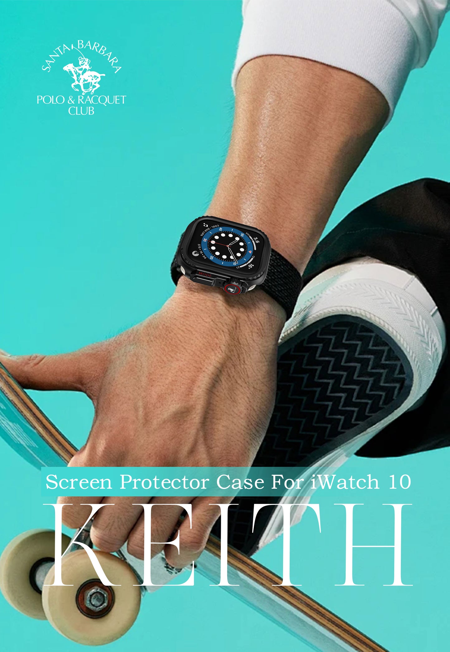 Santa Barbara Polo KEITH Series Watch Case for iWatch Series 10,  46mm (BLACK)