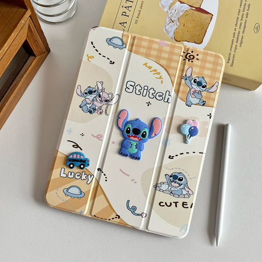 Stitch PU Leather Finish  Foldable Flip Case for iPad 10.9 (10th Gen)/ A16 (11th Gen) (Light Yellow)