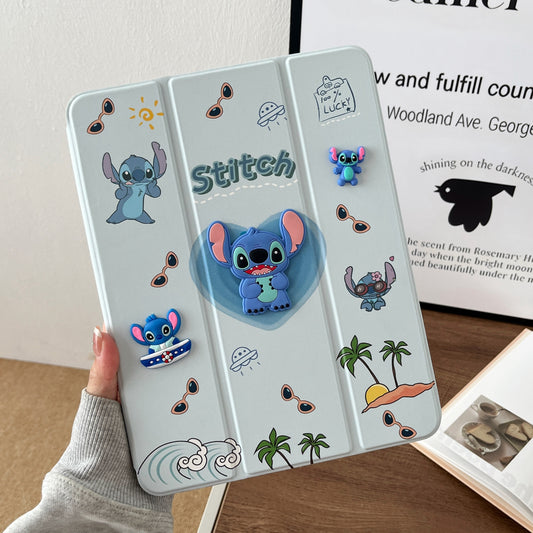 Stitch PU Leather Finish  Foldable Flip Case for iPad 10.9 (10th Gen)/ A16 (11th Gen) (Light Blue)
