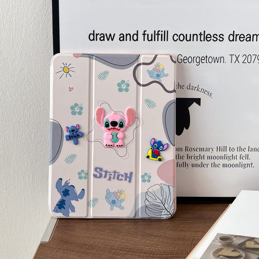 Stitch PU Leather Finish  Foldable Flip Case for iPad 10.9 (10th Gen)/ A16 (11th Gen) (Light Pink)