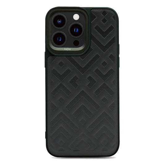 KAJSA Briquette Collection - Rhombus Back Case for iPhone 15 Pro (Black)