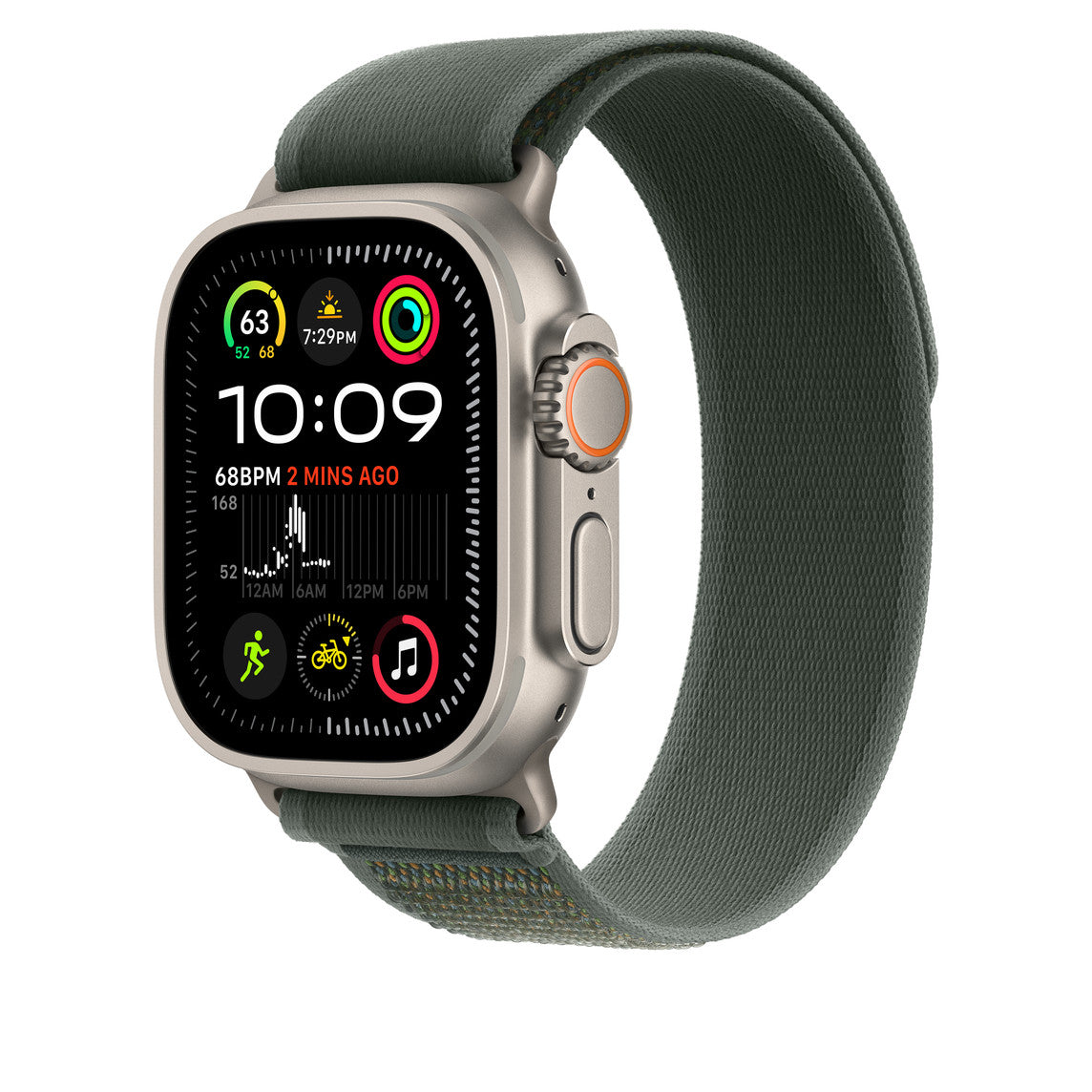 Dark Green Trail Loop for iWatch 38/40/41mm & (42mmSeries10) with Silver Metal Connectors