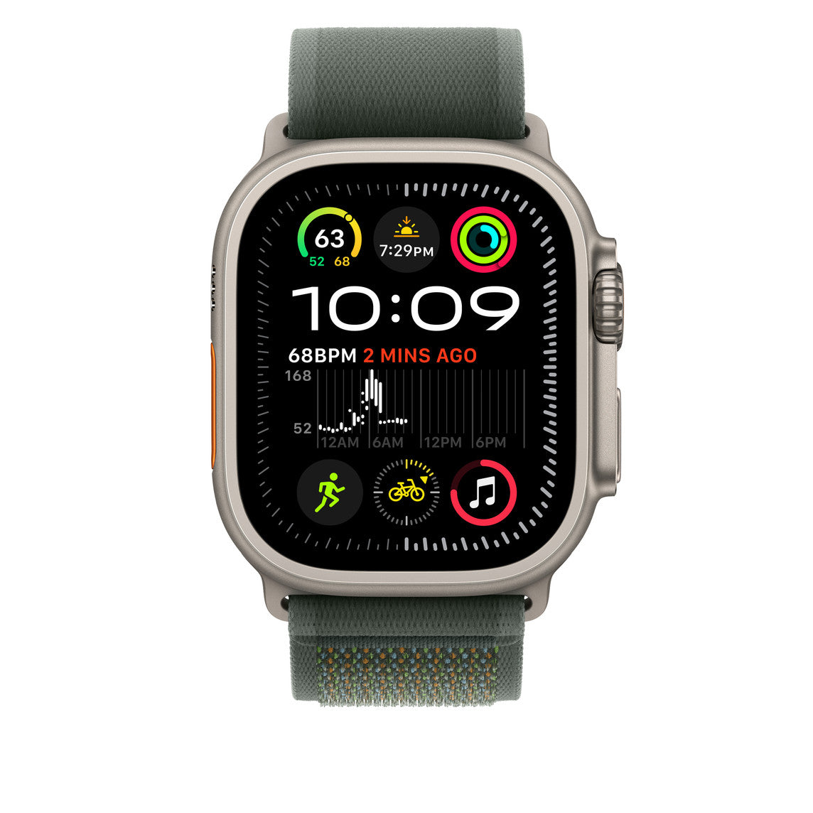 Dark Green Trail Loop for iWatch 38/40/41mm & (42mmSeries10) with Silver Metal Connectors