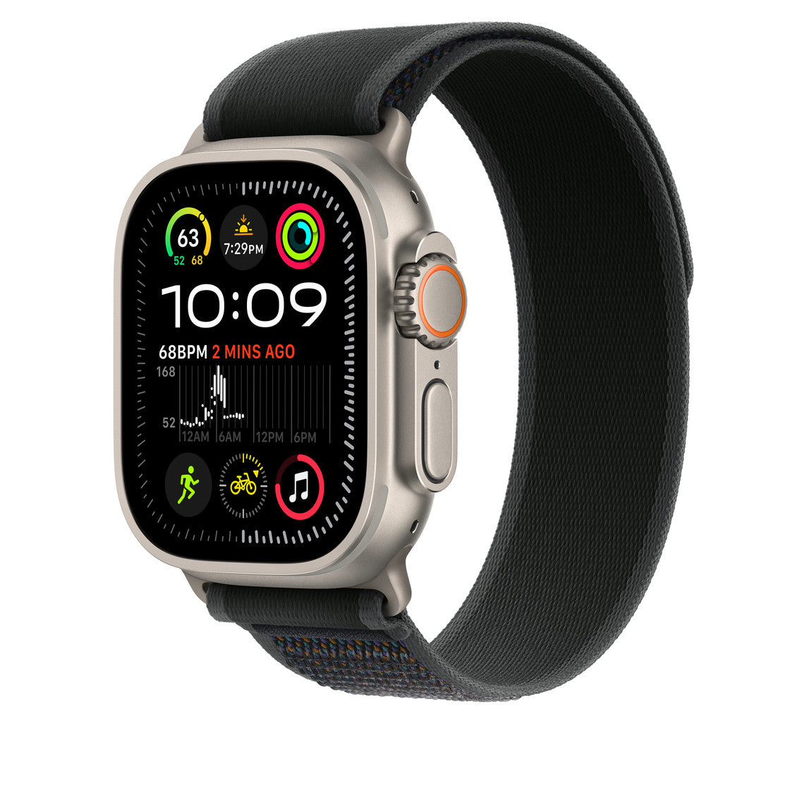 Black Trail Loop for iWatch 38/40/41mm & (42mmSeries10) with Silver Metal Connectors