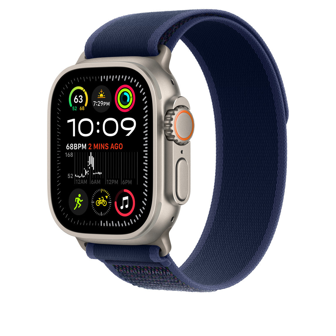 Navy Blue Trail Loop for iWatch 38/40/41mm & (42mmSeries10) with Silver Metal Connectors