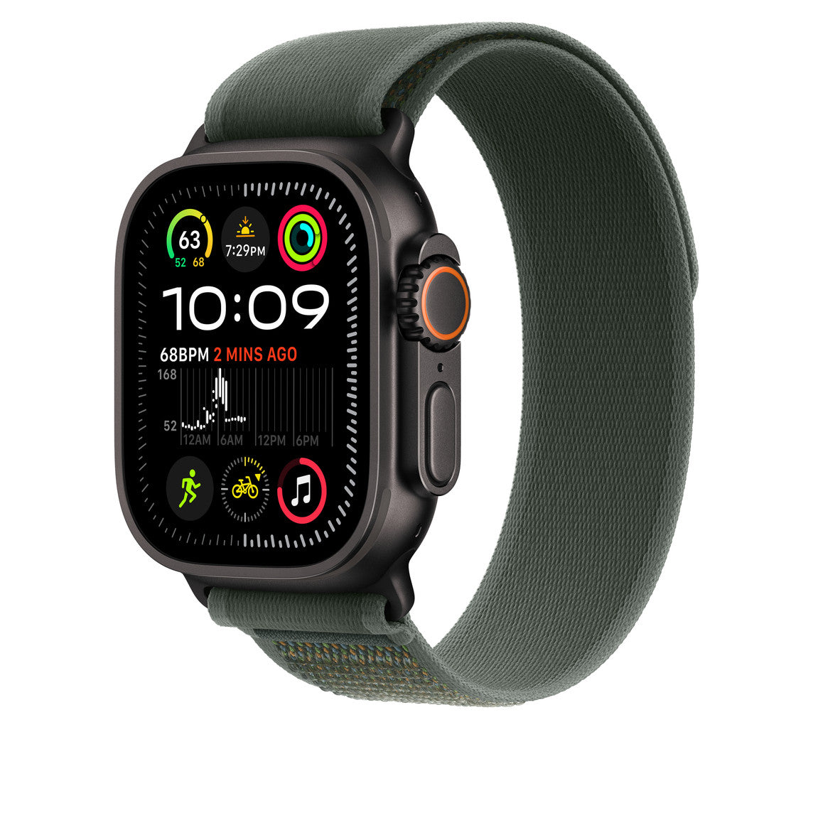 Dark Green Trail Loop for iWatch 38/40/41mm & (42mmSeries10) with Black Metal Connectors