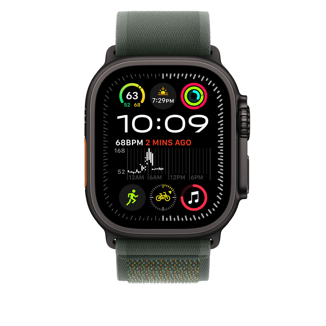 Dark Green Trail Loop for iWatch 38/40/41mm & (42mmSeries10) with Black Metal Connectors