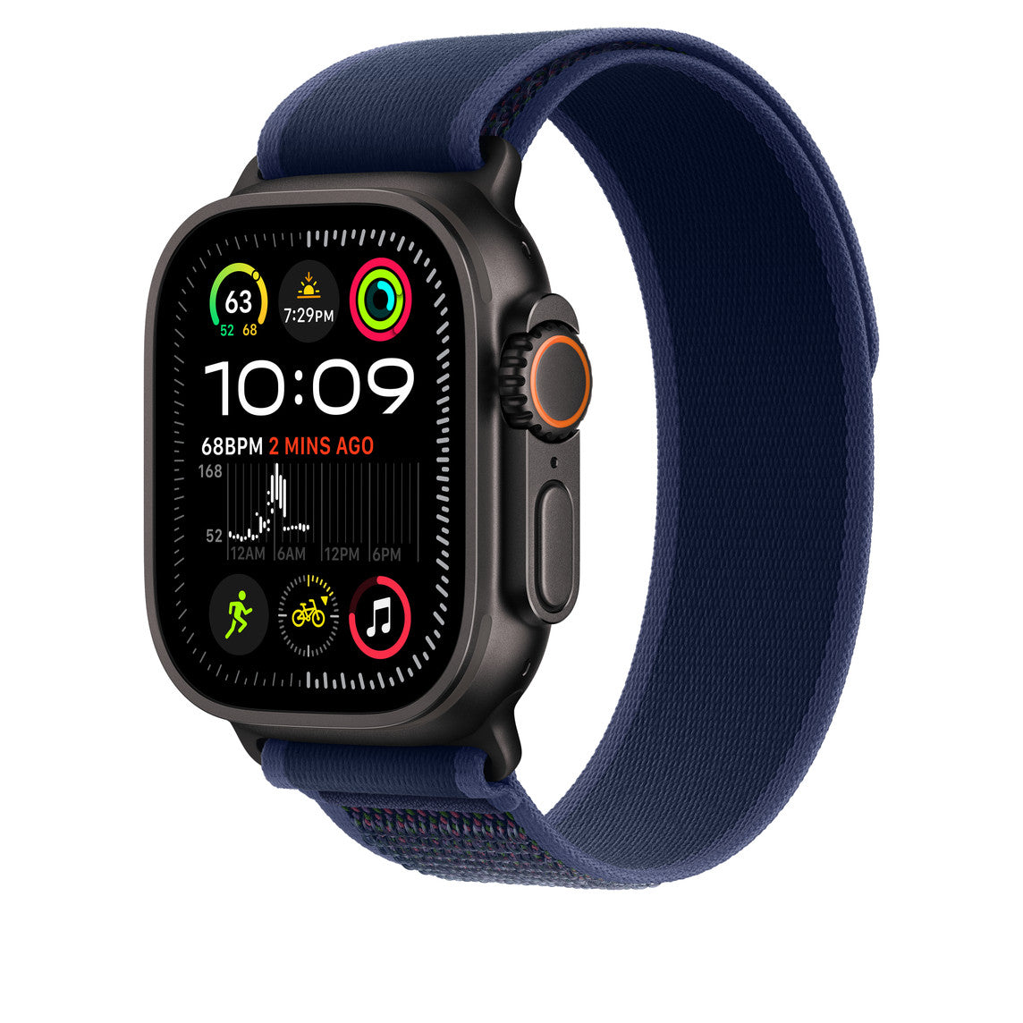 Navy Blue Trail Loop for iWatch 38/40/41mm & (42mmSeries10) with Black Metal Connectors