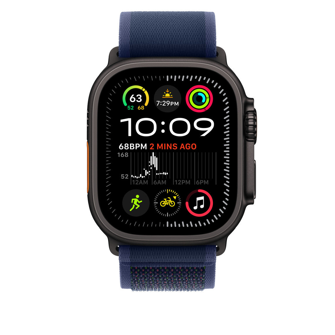 Navy Blue Trail Loop for iWatch 38/40/41mm & (42mmSeries10) with Black Metal Connectors