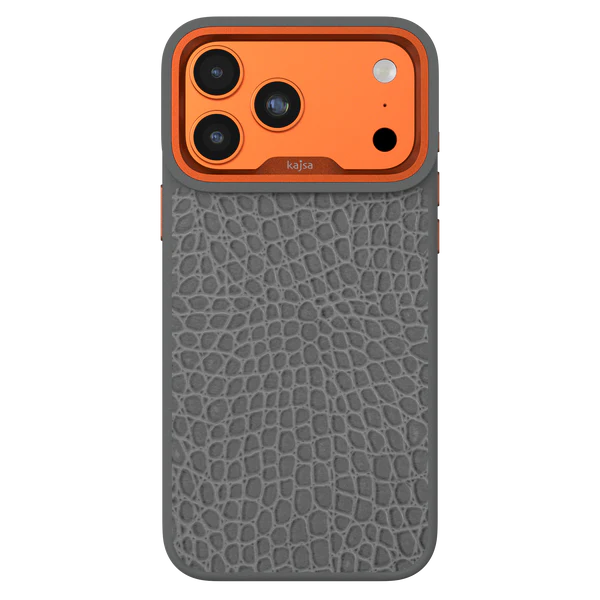 KAJSA Genuine Leather Rock Pattern Back Case for iPhone 17 Pro Max (MagSafe Compatible)