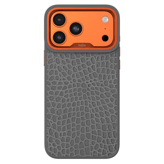 KAJSA Genuine Leather Rock Pattern Back Case for iPhone 17 Pro Max (MagSafe Compatible)