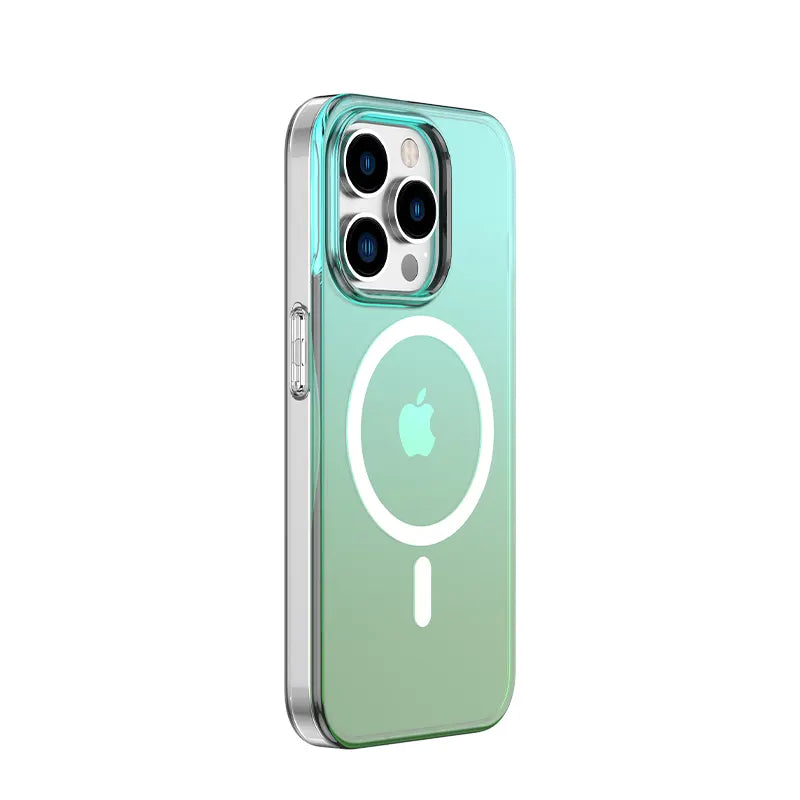 MultiColour 3D Reflection with Hydrophobic Coating Magsafe Case for iPhone 15 Pro Max (Light Green)