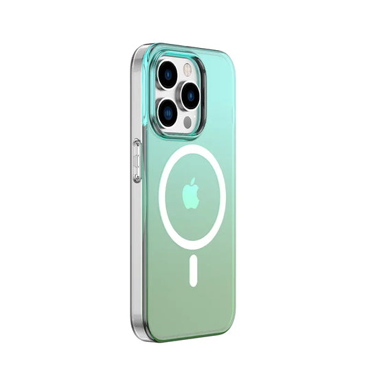 MultiColour 3D Reflection with Hydrophobic Coating Magsafe Case for iPhone 15 Pro (Light Green)