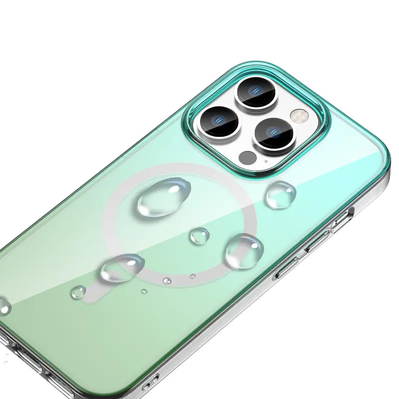 MultiColour 3D Reflection with Hydrophobic Coating Magsafe Case for iPhone 15 Pro Max (Light Green)