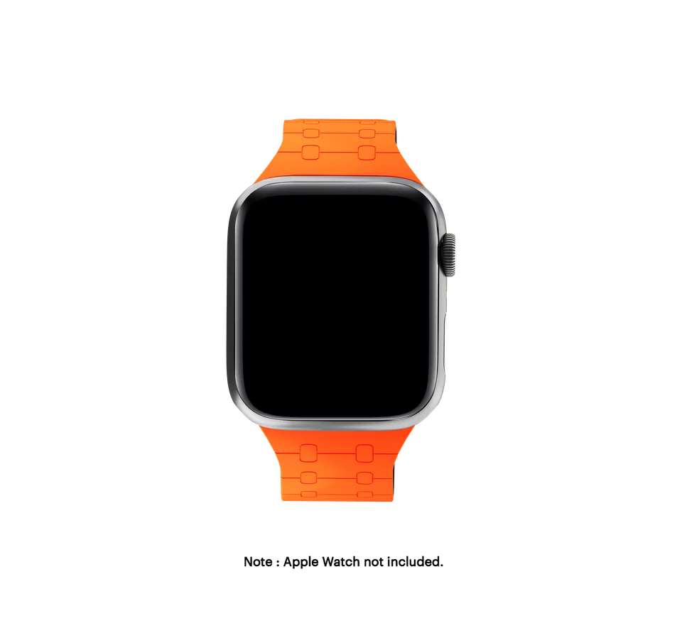 Silicon Magnetic Strap for Apple Watch 42/44/45 & 49mm (Ultra & Ultra 2) (Orange/Black)