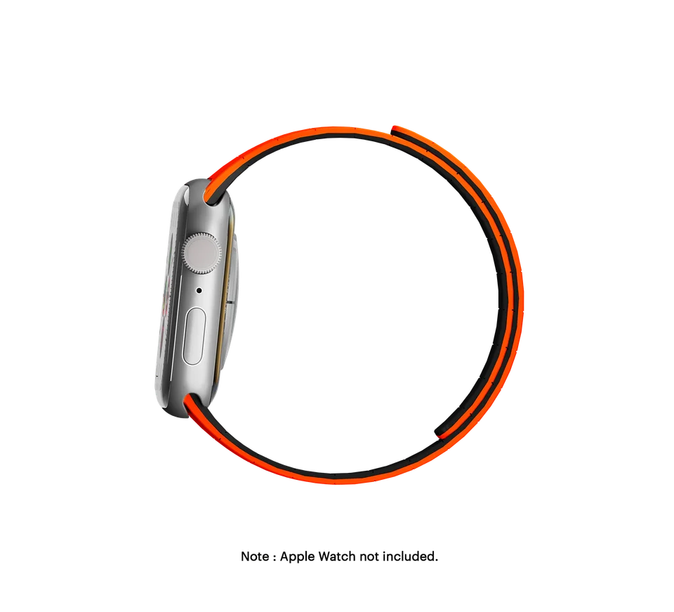 Silicon Magnetic Strap for Apple Watch 42/44/45 & 49mm (Ultra & Ultra 2) (Orange/Black)