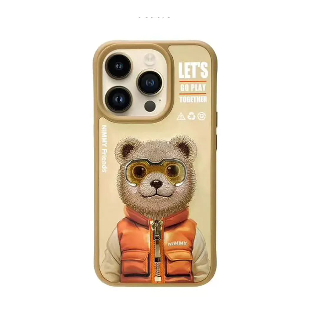 Nimmy Cute Animal Jacket Series BEAR Case for iPhone 15 (Light Yellow)