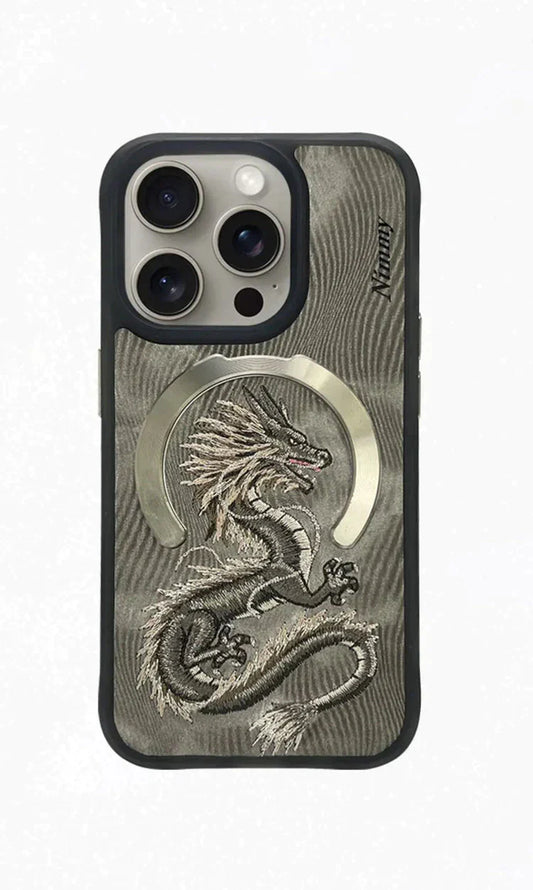 Nimmy Fantasy Animal Series Natural Titanium Dragon for iPhone 14 Pro  Max (Natural Titanium)