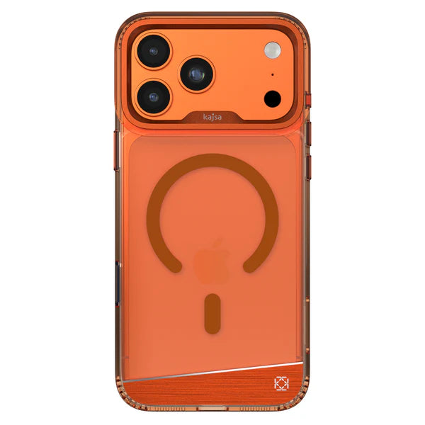 KAJSA Trans-Shield Magsafe Compatible - Aluminium Back Case for iPhone 17 Pro (Orange)