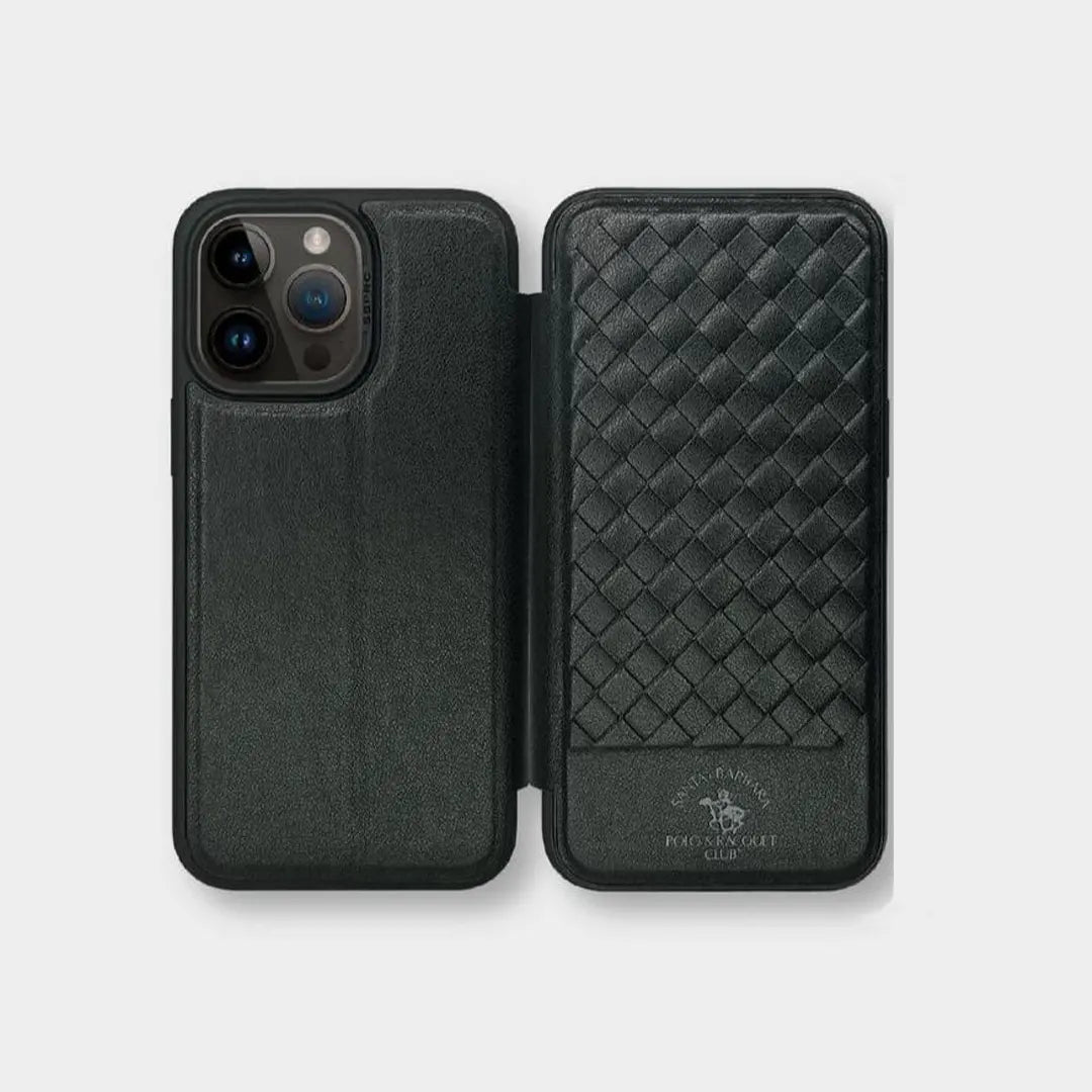 Santa Barbara Polo Flip Case Series Ravel Series  Cover iPhone 15 Pro Max (Black)