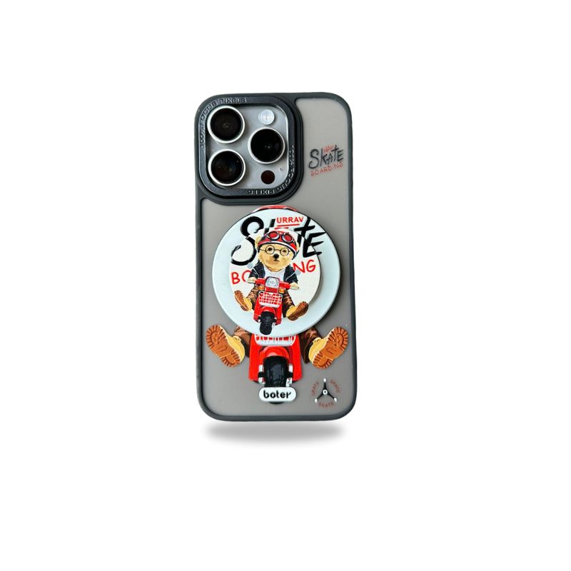 Crazy Bear Scooter Designer Magsafe Case with Magsafe Pop Socket for iPhone 15