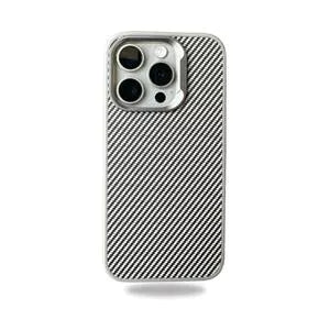 Premium Quality Carbon Finish Metal Camera Ring Matte Finish Case for iPhone 15 Pro (Grey)