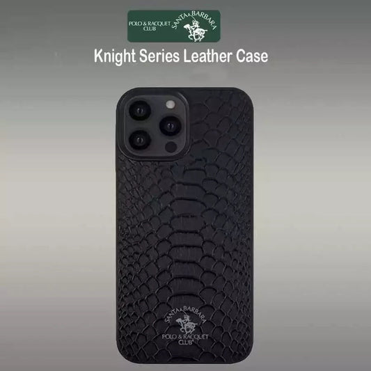 Santa Barbara Polo Knight Series Leather Back Cover iPhone 15 Pro (Black)