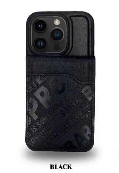 Santa  Barbara Polo Timothy  Series with Card Wallet Leather Back Cover iPhone 15 Pro Max (Black)