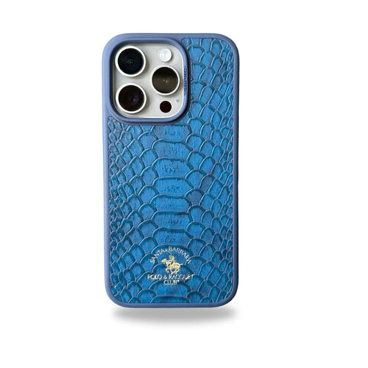 Santa Barbara Polo Knight Series Leather Back Cover iPhone 15 Pro (Blue)