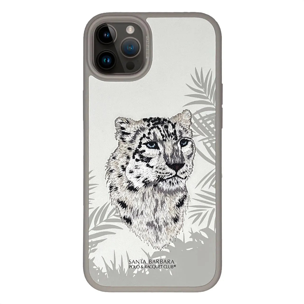 Santa Barbara Polo Snow Tiger Embroided Case for iPhone 15 Pro Max (WHITE)