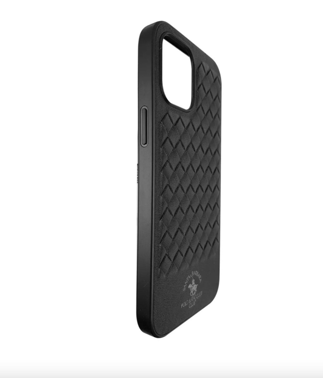 Santa Barbara Polo Ravel Series Leather Back Cover iPhone 15 (Black)