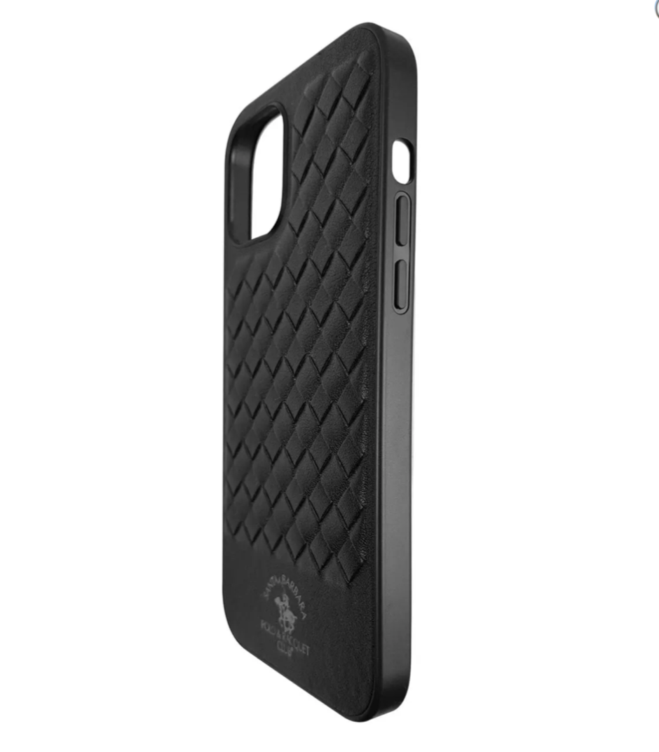 Santa Barbara Polo Ravel Series Leather Back Cover iPhone 15 Pro Max (Black)