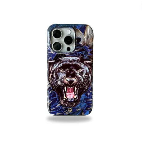 GENISS Collection Panther Designer Silicon Case for iPhone 15 Pro (Blue)