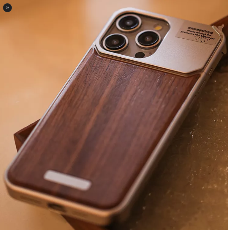 Less Cases Super Slim Metal Frame Less Perfume Teak Wood Case with Magsafe for iP ...