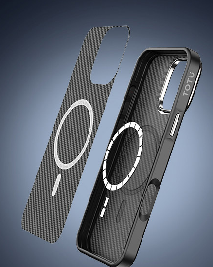 TOTU Matte Finish Carbon Fibre Case for iPhone 16 Pro (Natural Titanium)