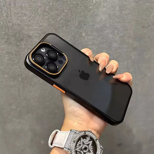 Transparent Camera Stand Case for iPhone 15 Plus (Black)