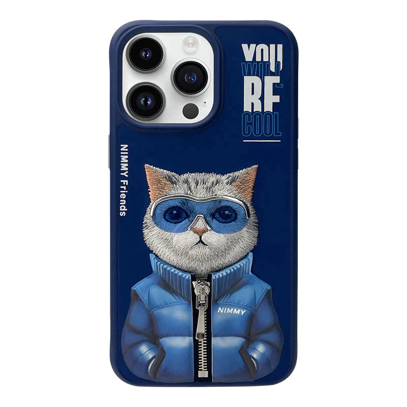 Nimmy Cute Animal Jacket Series Cat Case for iPhone 15 Pro Max (Blue)