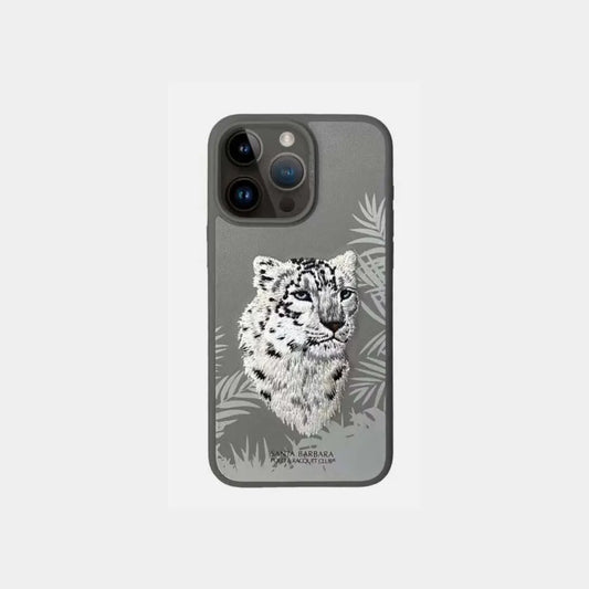 Santa Barbara Polo Snow Tiger Embroided Case for iPhone 15 Pro(Grey)