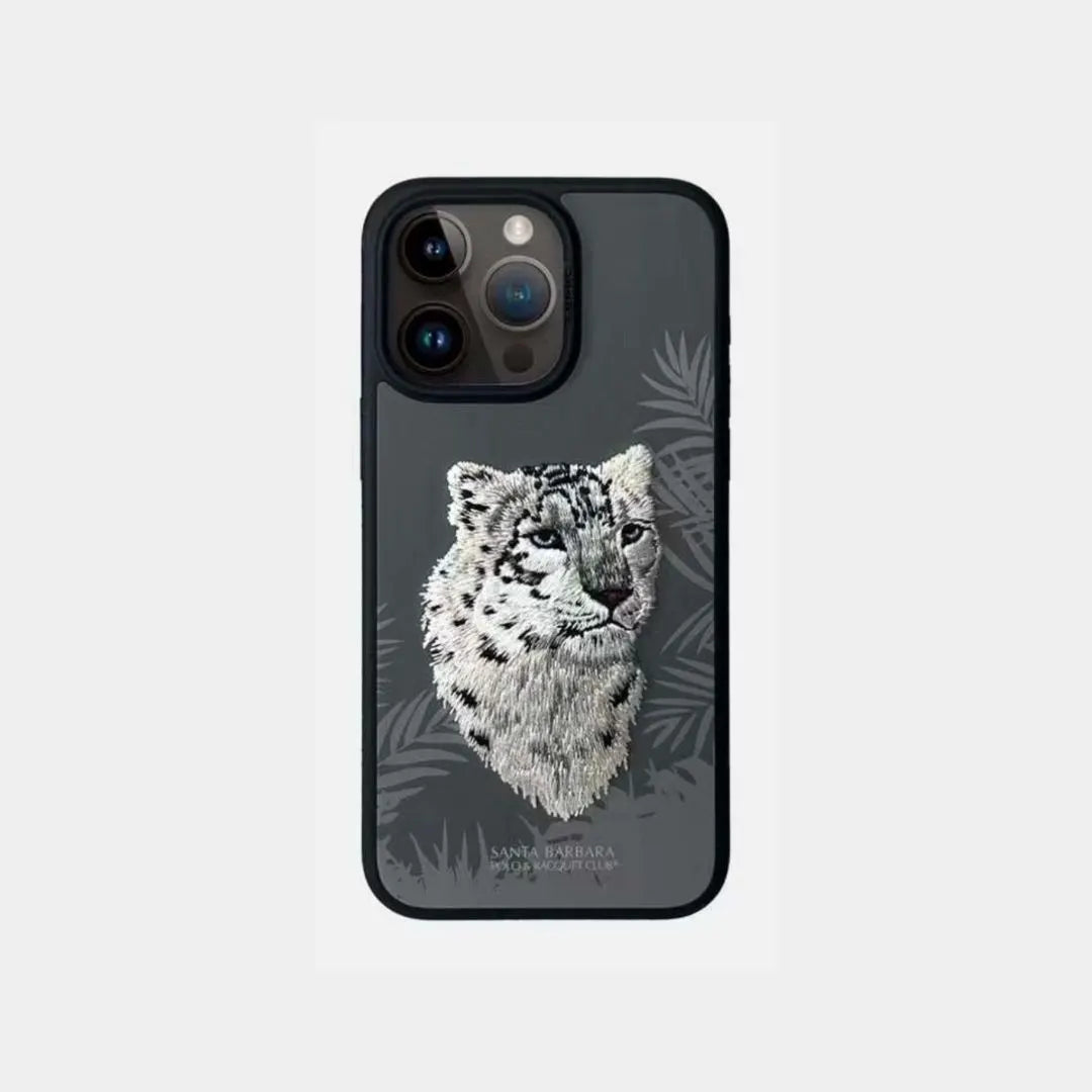 Santa Barbara Polo Snow Tiger Embroided Case for iPhone 15 (Black)