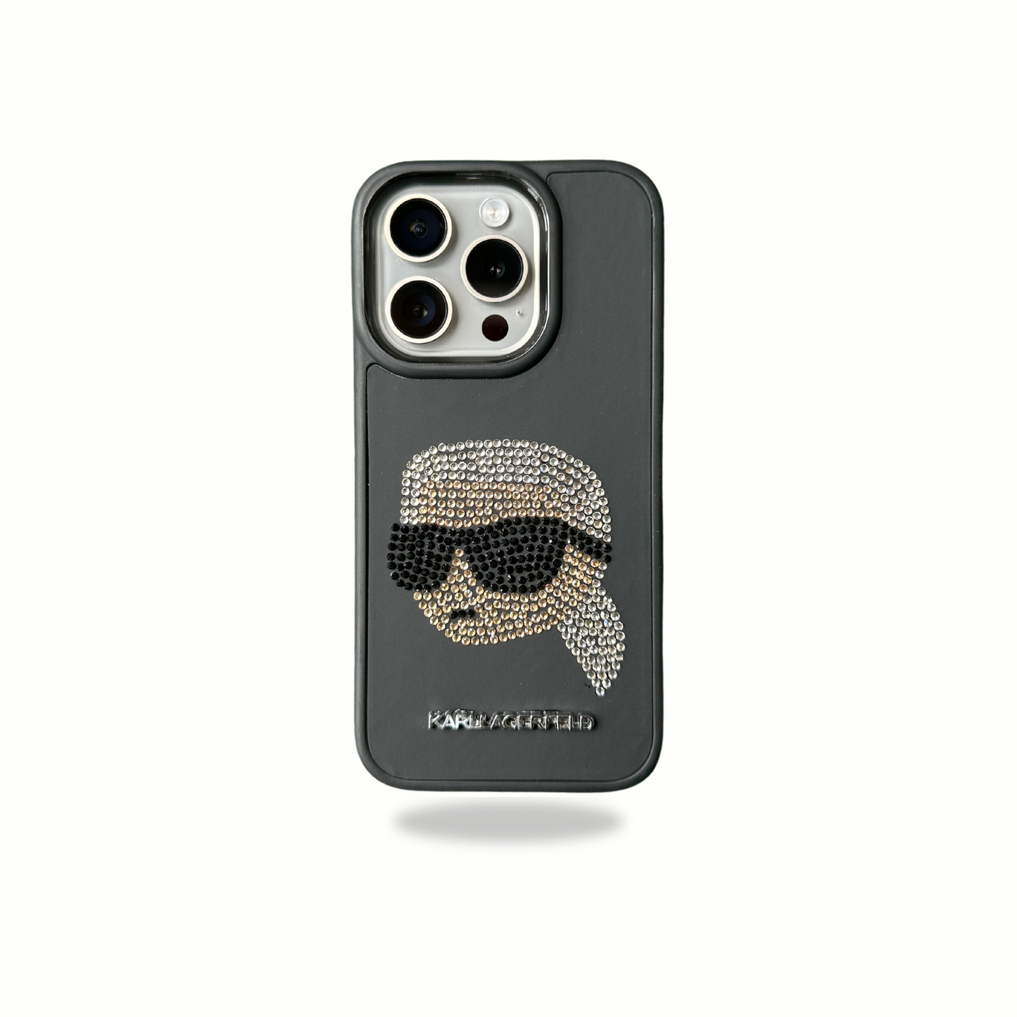 Diamond Studded KARL LAGERFELD Case for iPhone 15