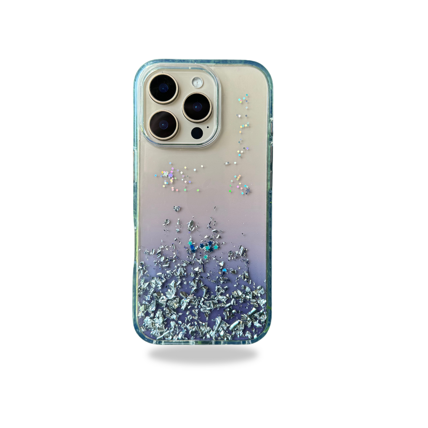 Transparent Glitter Case for iPhone 16 Pro Max (Silver Glitters)