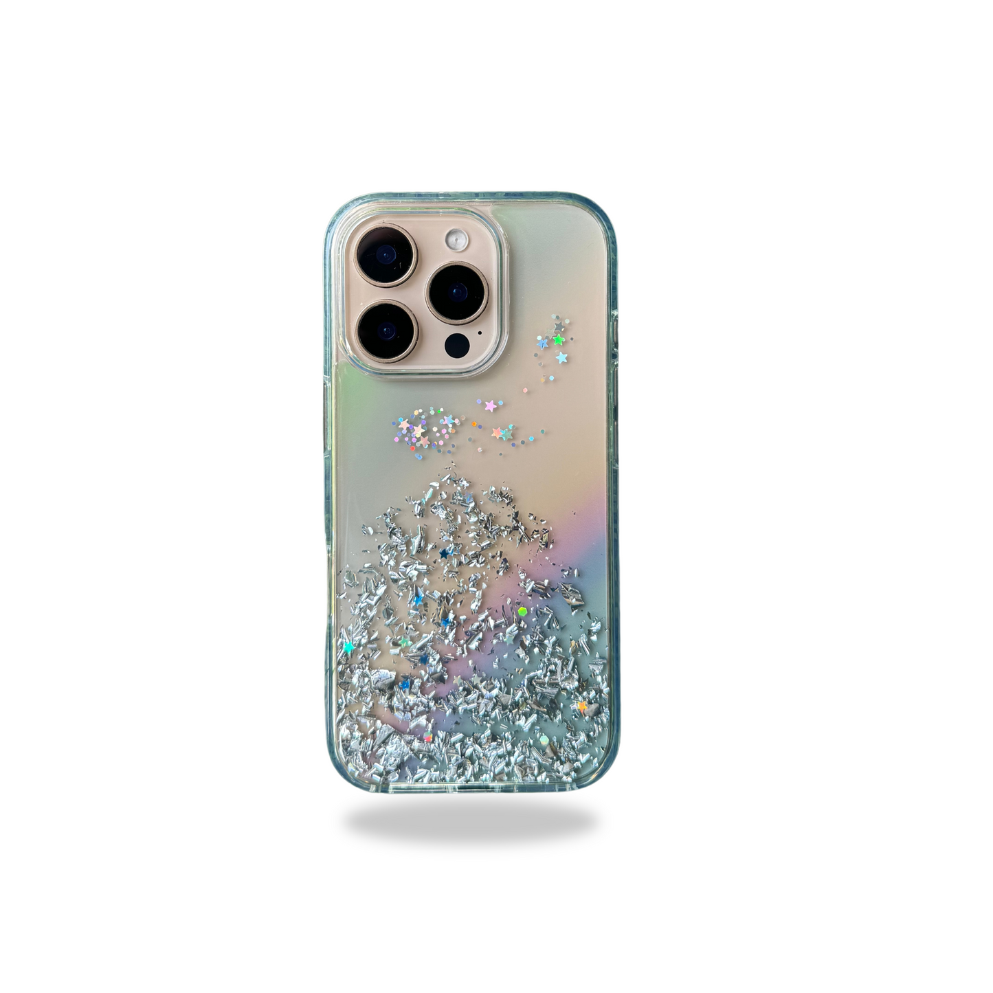 Transparent Glitter Case for iPhone 16 Pro Max (Rainbow Glitters)