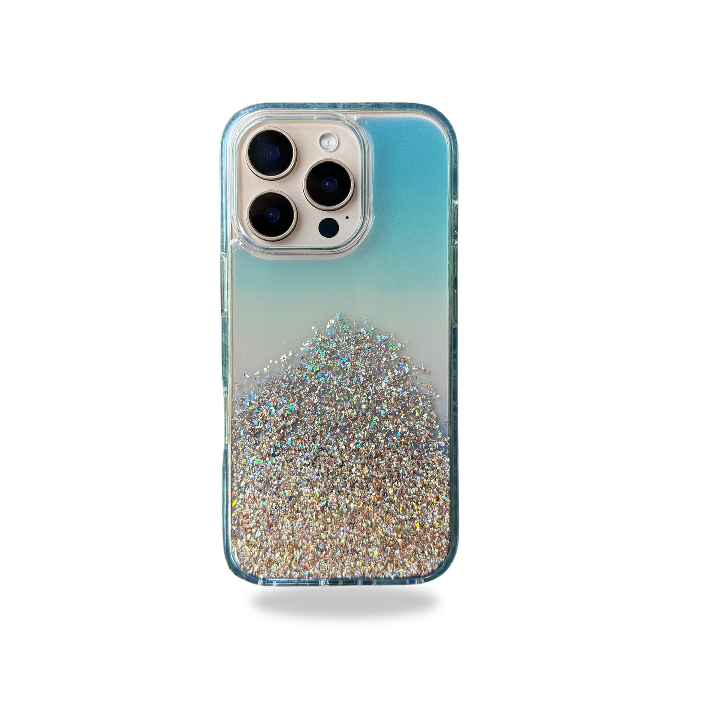 Transparent Glitter Case for iPhone 16 Pro Max (Golden Glitters)