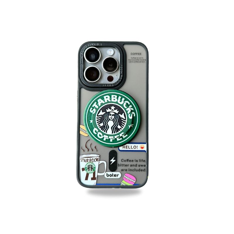 StarBucks Designer Magsafe Case with Magsafe Pop Socket for iPhone 15 Pro