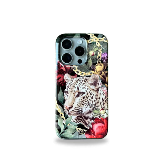 GENISS Collection Floral Leopard Designer Silicon Case for iPhone 15 Pro Max