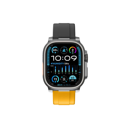 AMAZING THINGS Silicon watch Band for iWatch 44mm/45mm/46mm &49mm(ULTRA) (BLACK/YELLOW)