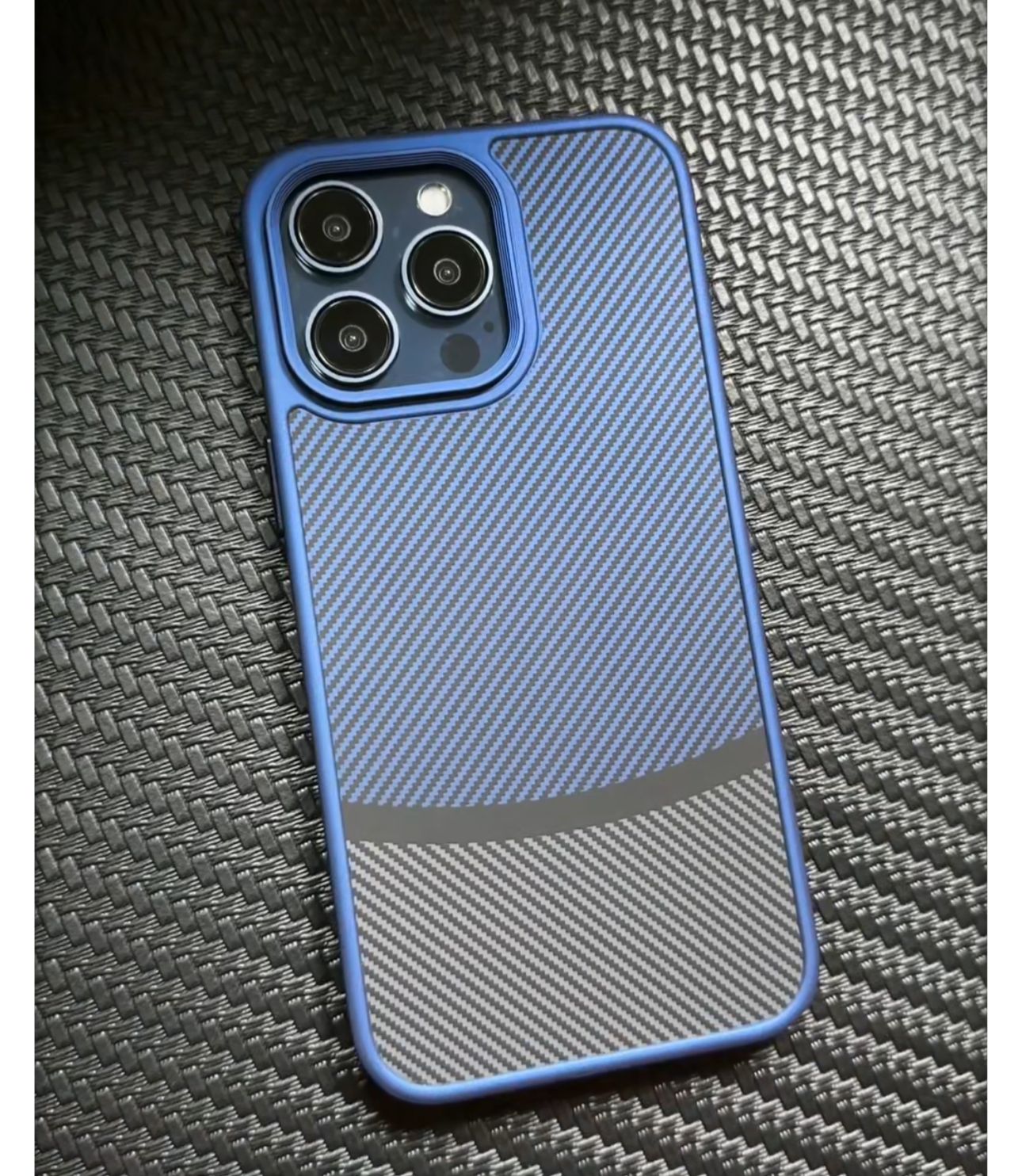 Premium Quality Matte Finish Carbon Case for iPhone 15 Pro (Blue)