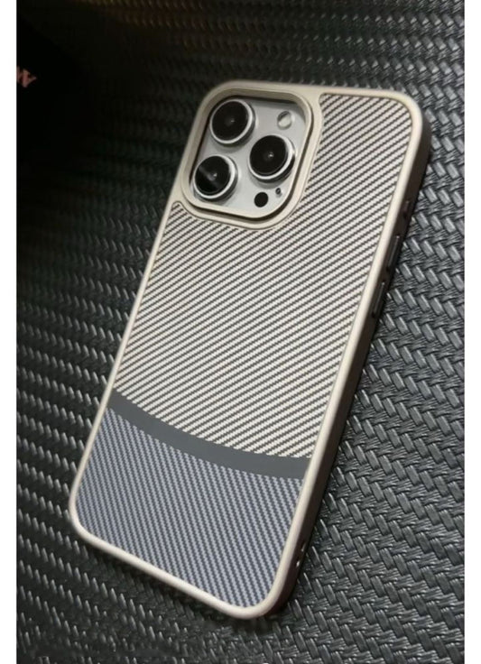 Premium Quality Matte Finish Carbon Case for iPhone 15 Pro (Natural Titanium)